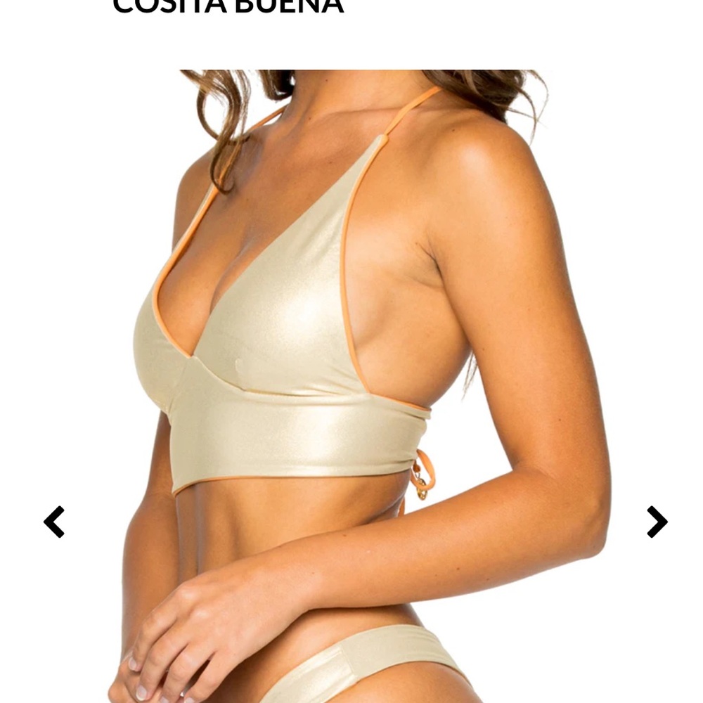 NWT Luli Fama COSITA BUENA Cross Back Bustier Top Melon Medium - Picture 3 of 5